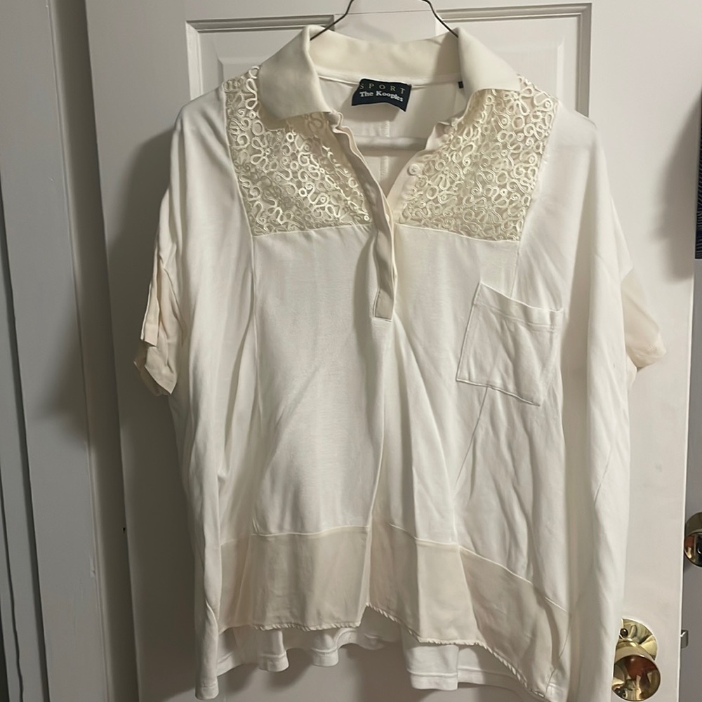 kooples white collared shirt + metallic detailing